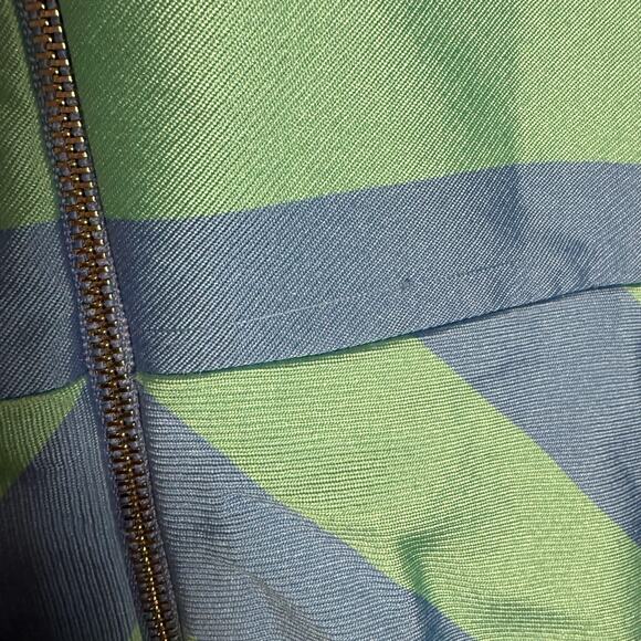 Rebecca Vallance Seychelles Blue Stripe Puff Sleeve Belted Mini Dress Size 8 - Picture 16 of 16